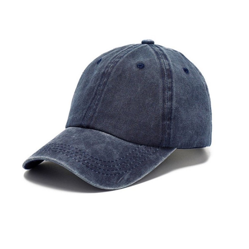 100% Cotton Vintage Baseball Cap | Adjustable Distressed Unisex Hat | Plain Pure